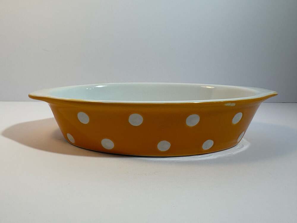 Signature Housewares Polka Dot Yellow Stoneware Oval Baking Dish